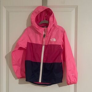 The North Face Pink and Navy Hooded rain Jacket